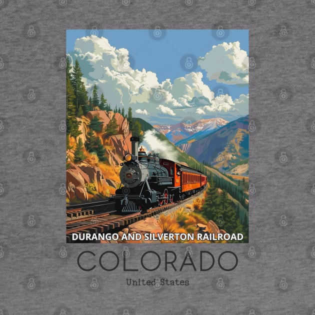 A Vintage Travel Illustration of the Durango and Silverton Narrow Gauge Railroad - Colorado - US by goodoldvintage